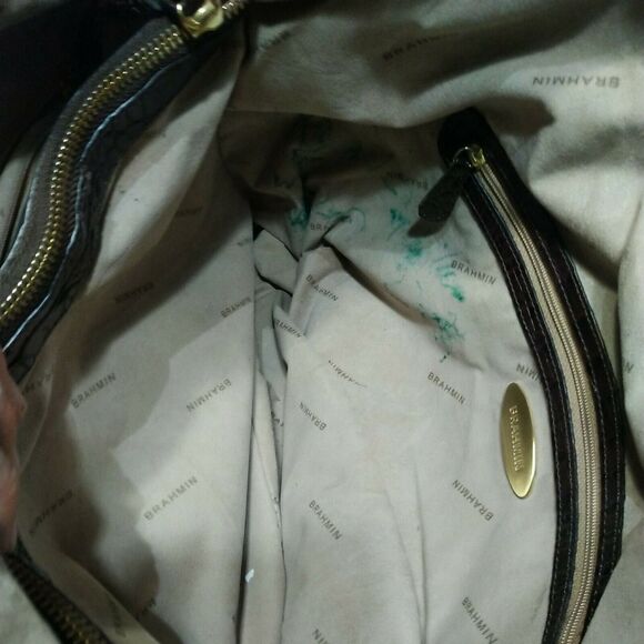 BRAHMIN Brown XL CROC Embossed Leather Shoulder Handbag Tote HOBO - Picture 9 of 12